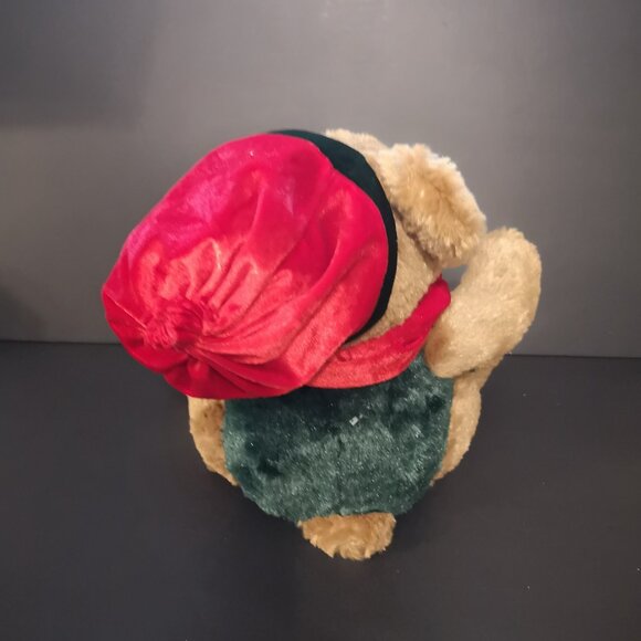 Animated Christmas Brown Bear Red/Green Hat & Scarf Sings & Cheeks Light Up - Picture 5 of 8
